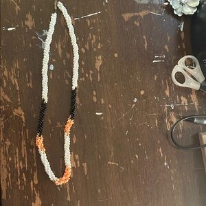 24” Glass Pearl, Coral Multi strand Necklace, 70s